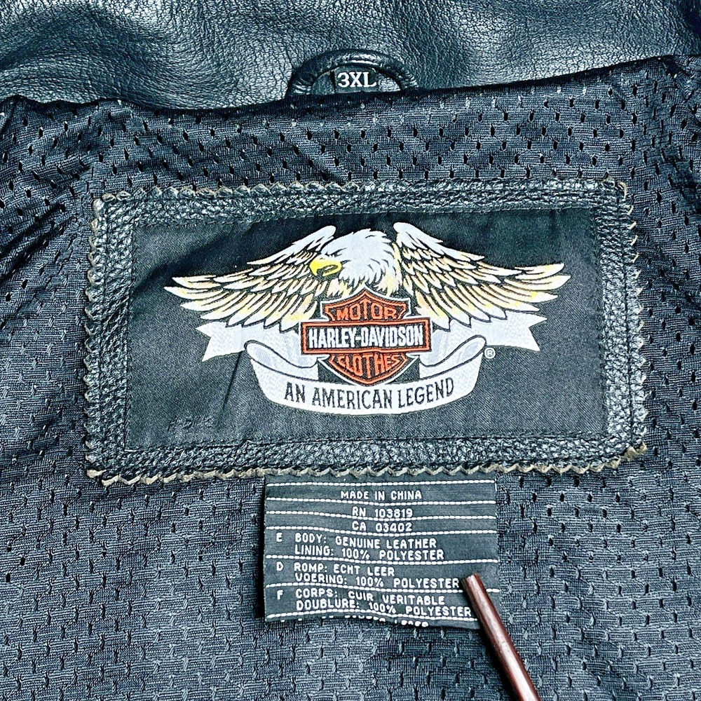 Harley Davidson Mens Roadhouse Black Leather MOTORCYCLE Jacket 3XL 97072-09VM - Picture 12 of 16